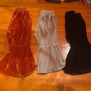 Kids Velvet Flare Hem Pants - Rust, Gray, and Black